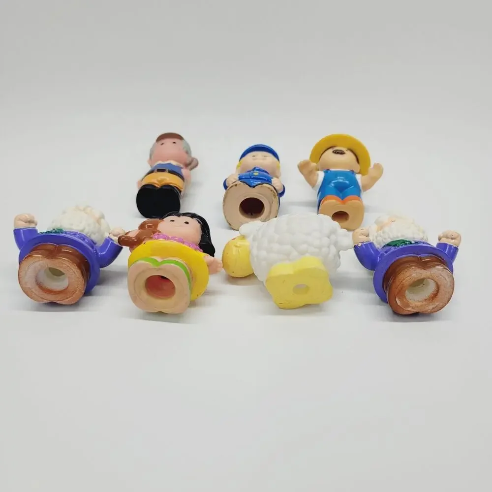 Vintage Fisher Price Little People Figures Lot of 7 All Rubber Farmer Sheep Girl